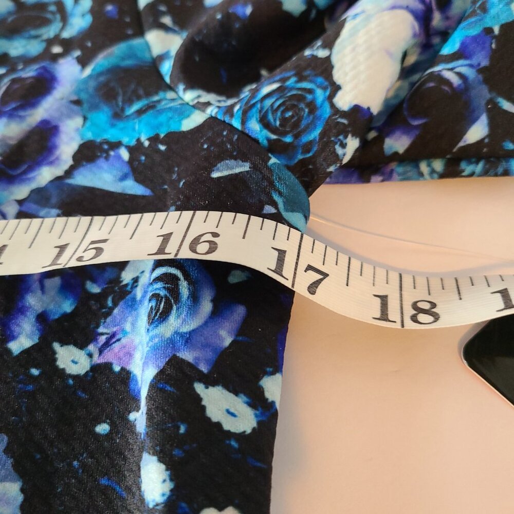 MARILYN MONROE BLUE/BLACK SHORT STRETCHY BODYCON ASYMETRICAL DRESS MED(JUNIOR) - Picture 4 of 12